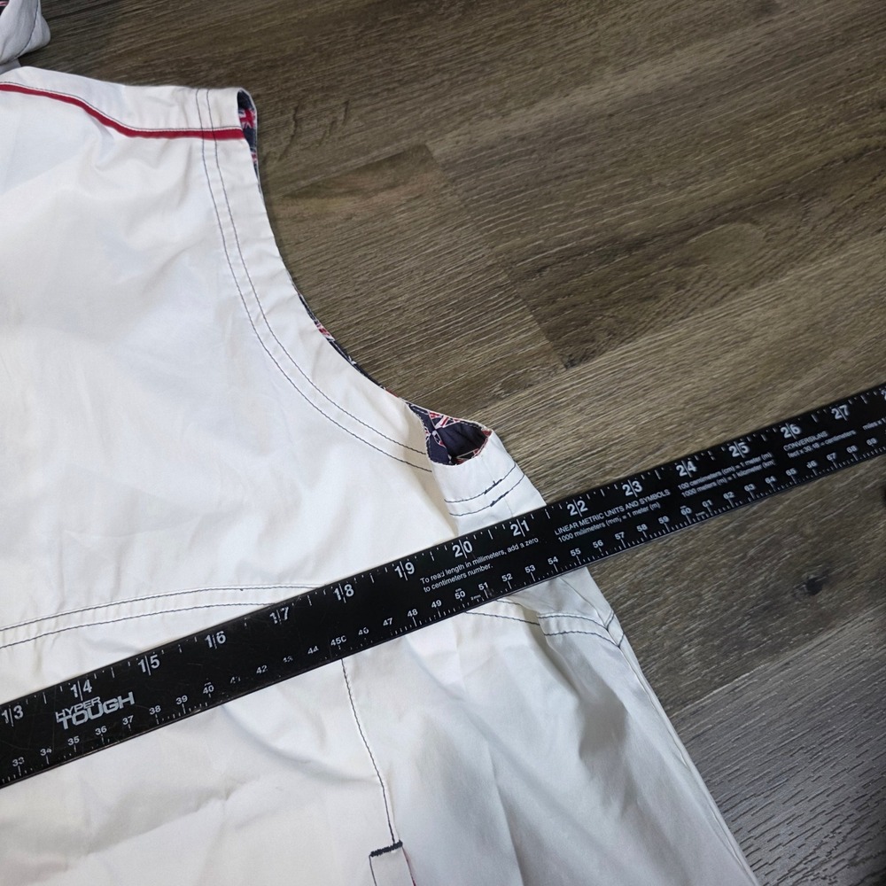 Reebok Womens Large Hooded Windbreaker Vest White Union Jack Lining Vintage 908 View 3